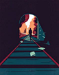 graphic art contemporary poster print illustration train , off the rails Tom Haugomat | OLDSKULL