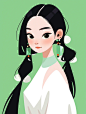 AI-丨平面插画丨极简丨微笑女孩丨（附词）