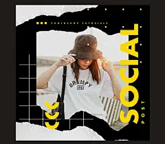 INS风欧美高级海报设计排版PSD模板潮流炫酷海报创意宣传杂志模板