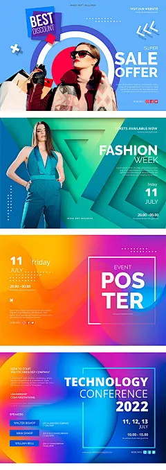 时尚创意电商线上活动产品banner男女装鞋帽促销海报AI矢量素材-淘宝网