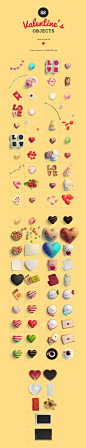 St. Valentine's Day Scene Creator : Greatest pack for upcoming Valentine's day. With 160+ items you can create unlimited variations of header/hero images. Every item was modeled, textured, rendered and retouched. Layered shadow in multiply mode for realis
