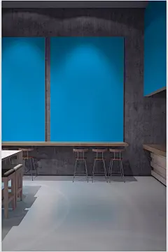 简约蓝色展厅海报样机