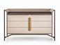 Leather chest of drawers with integrated handles VINE | Chest of drawers by Turri