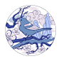 中国风水墨画鸟风景边框背景模板