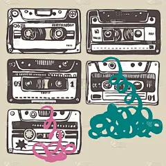 与旧的音频盒式图.