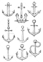 装饰航海锚和链绳——纹身矢量Decorative Nautical Anchors with Chain and Rope - Tattoos Vectors锚、背景、船只、链、设计师、图纸、设备、图标,说明,徽章,海洋,航海,海军,旧的,复古的,绳子,航海、海上安全、安全、船舶、轮廓,素描,象征,纹身,运输,旅游,矢量,船,古董 anchor, background, boat, chain, designer, drawing, equipment, icon, illustration, insig