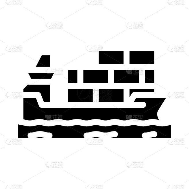 集装箱船字形图标矢量插图