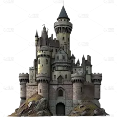 建筑系列通用实景立体暗黑风城堡