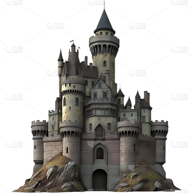 建筑系列通用实景立体暗黑风城堡