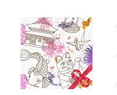 彩绘日本元素插画矢量高清素材 免费下载 设计图片 页面网页 平面电商 创意素材