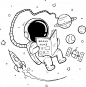 Astronaut hand drawn Premium Vector