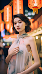 Midjourney 美女街拍｜霓虹灯下绝美摄影  黎叔玩AI
