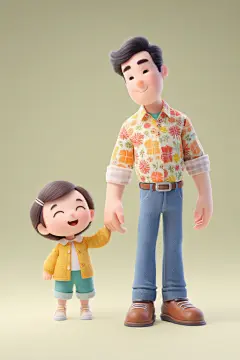 父亲孩子父亲节人物模型