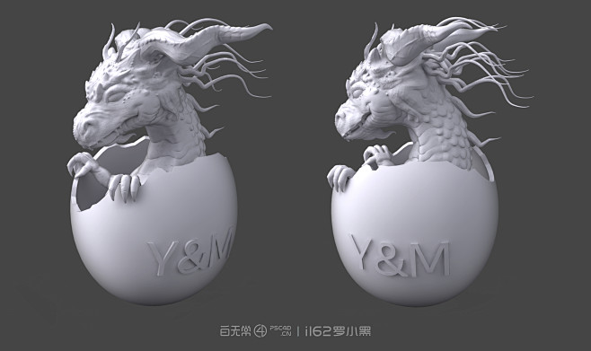 C4D雕刻作业，白膜，白无常C4D学员建...