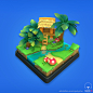 real time render - Jungle, Judy Chu : base on my previous work:
https://www.artstation.com/artwork/wROaX

Making these four dioramas in stylized 3D modeling. 
The art style I want to approach is supercell art style. 
The model is inspiration from clash of