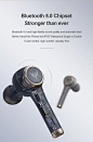 3D Stereo Sound Earphones TP1 TWS V5.0 Earbuds
产品内部结构的展示，指纹解锁、环形音浪，给人很强的科技感，前后虚实对比