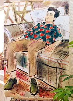 法国插画师Louis Thomas有趣的人物坐姿插画