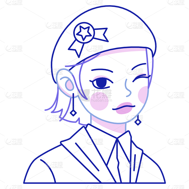 手绘几何二次元女生头像元素