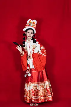 新年汉服女生兔年站姿人物PNG摄影图片-众图网