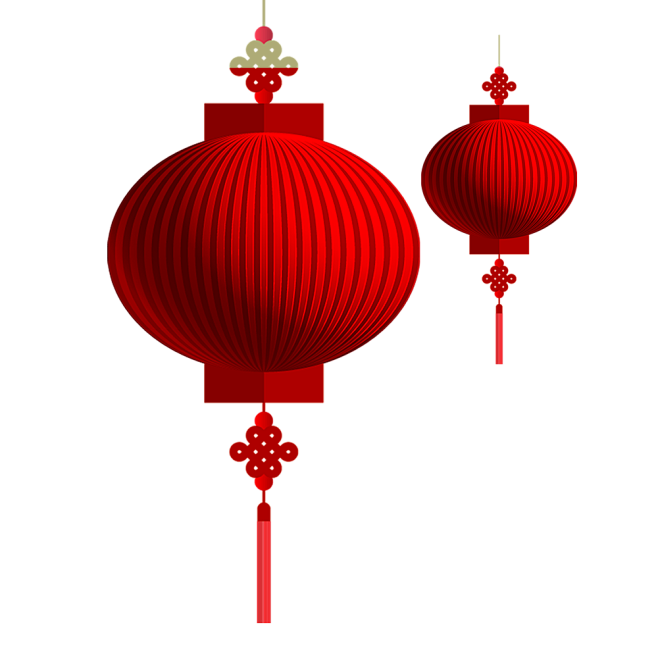 中国风中式新年新春喜庆红灯笼透明免抠PNG图案 PS合成设计素材 (283)