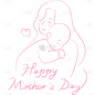 母亲节通用手绘母子人物Happy's Mother's Day主题文字标题艺术字元素素材