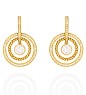 Roulette Single Stone Yellow Gold Drop Earrings