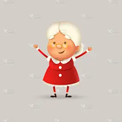 可爱而快乐的克劳斯夫人的微笑和波矢量插图孤立