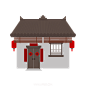 国潮建筑插画PNG