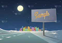 夜晚,明信片,公路,背景,高雅,城市,动画片,天空,地名