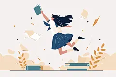 毕业女学生人物插画