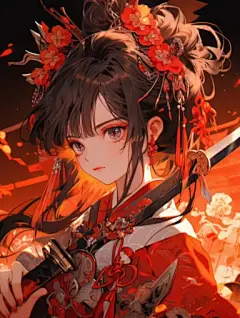 Girl, black hair, wearing traditional Chinese clothing, holding sword, Mid-Autumn Festival background, rich facial details, many details in clothes, 8k