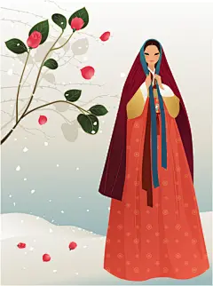 ??·韩服女孩·插画·韩国女孩·服饰·传统服饰 - 淡泊 - 淡泊