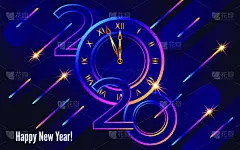2020,暗色,新年前夕,背景,斯帕克斯,事件,贺卡,几何形状