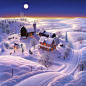 童话冬天的美景插画视觉设计艺术