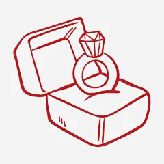 手绘礼盒里的戒指高清素材 免抠 页面网页 平面电商 创意素材 png素材
