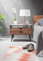 Rina Walnut and Marble Nightstand Bedside Table : Rina Walnut and Marble Nightstand Bedside Table