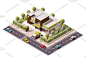 Vector isometric bank icon vector bank isometric building office architecture house armored truck icon exterior low poly infographic