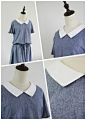 ◆ 9月小新.小尖领蓝灰连衣裙。（现货已出-淘宝网