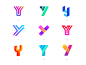 Letter Y Exploration — All Concepts flat shadow bright shading 2d 3d volume lines designer buy unused sale design ui app logotype word color gradient grid type typography type text brand identity branding graphic logo mark symbol icon