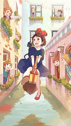 二次元 动漫 插画 意境 唯美 插图 壁纸头像 同人 魔女宅急便侵删