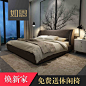 如恩现代简约 布艺床 1.5m1.8米小户型婚床双人床布床可拆洗D104-tmall.com天猫