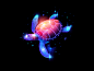 Deep Ocean light fantasy dream sea illustration set space ocean turtle