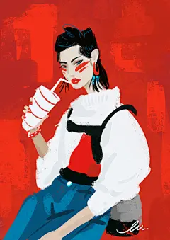 手绘板日本女星，刘璐的插画