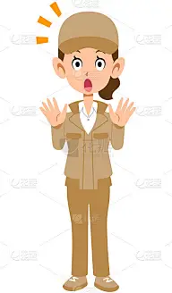 Surprised beige workwear woman