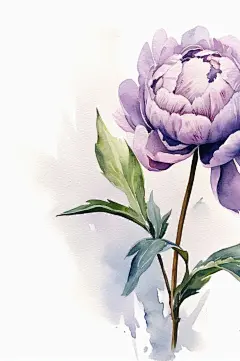 AI数字艺术手绘紫色水彩风牡丹花卉插画-众图网