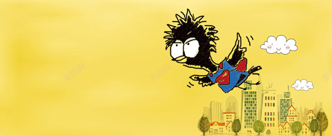 招聘卡通童趣黄色海报背景笨鸟先飞菜鸟超人高薪诚聘背景设计图片免费