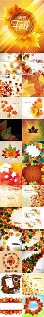 唯美秋天枫叶图片背景海报传单设计矢量素材