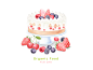 奶油甜品 蛋糕 草莓 蓝莓 淡彩手绘 水彩插画PSD_平面设计_绘画插图