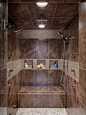 Example of a trendy double shower design in Chicago