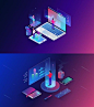 Isometric Online. Landing Pages Templates